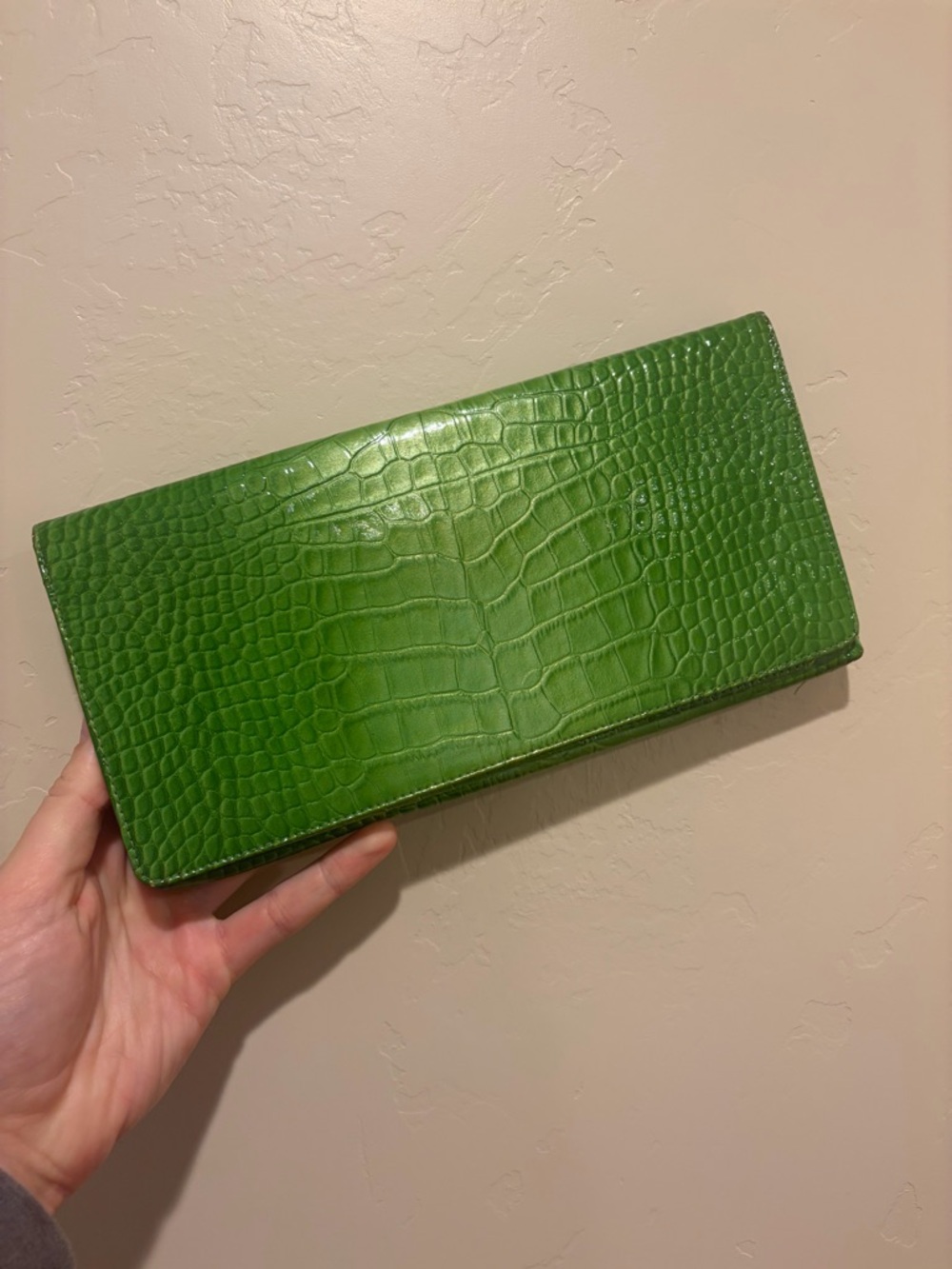 Nordstrom Genuine Snakeskin Leather Green Clutch Wallet/bag